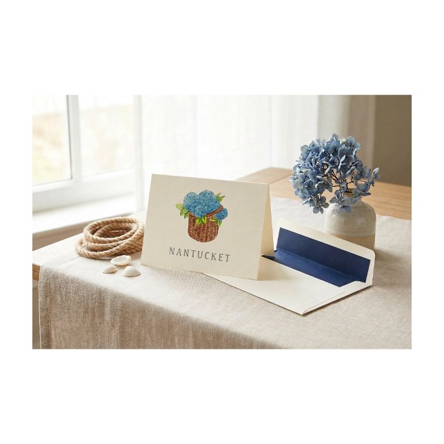 Panier Nantucket personnalisé avec hydrangeas bleu (Créateur téléchargé)