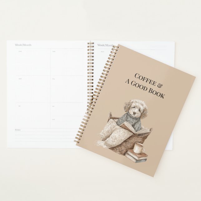 Panier pour chien Café & Un Bon Livre (Devant avec enveloppe)