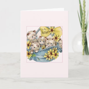 Panier vintage de carte du jour de mère de chatons