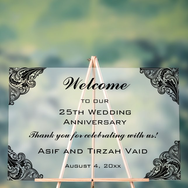 Panneau acrylique de cadre noir de bienvenue modif (Neutre)