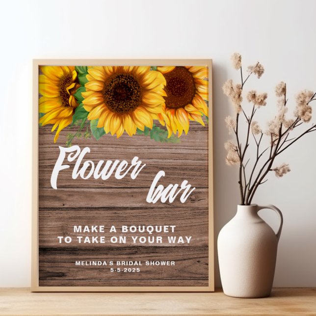 Panneau affiche de mariage Fleur rustique Bar Tour (Créateur téléchargé)