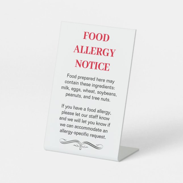 Panneau - ALERTE ALLERGIE ALIMENTAIRE Liste (Recto)