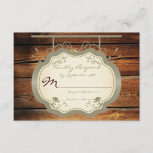 Panneau antique Cartes RSVP Mariage campagnard Rus