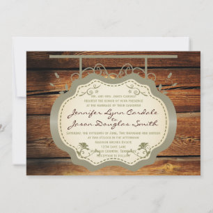 Panneau antique Invitations de Mariage campagnard