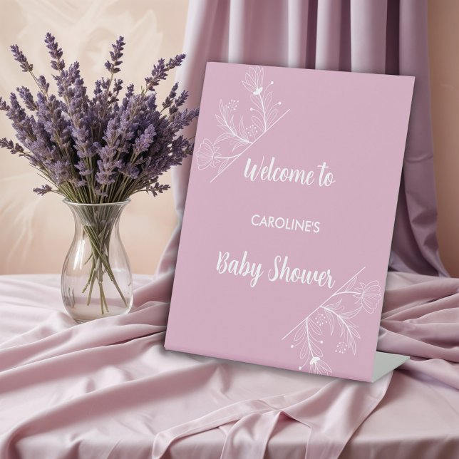 Panneau Baby shower d'accueil rose Floral (Créateur téléchargé)