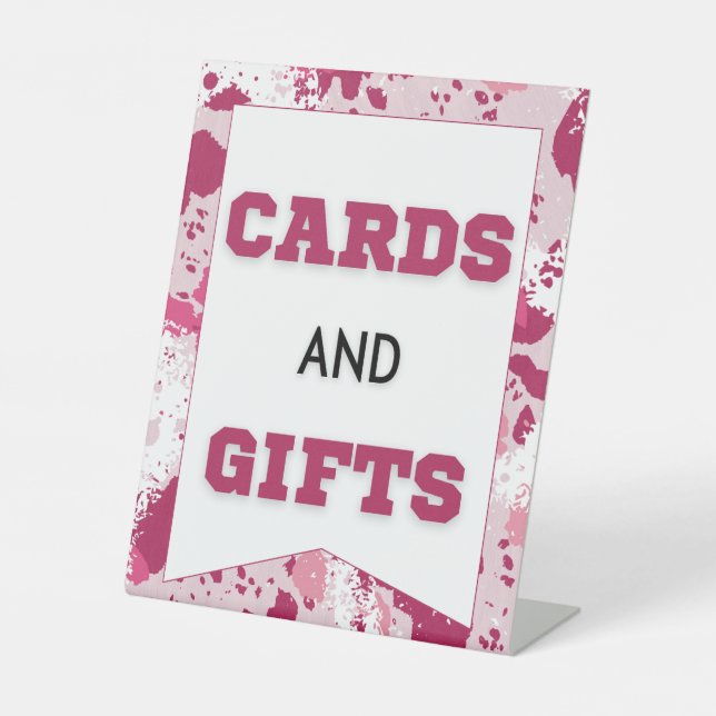 Panneau Baby shower de Caméra rose Cartes et Cadea (Recto)