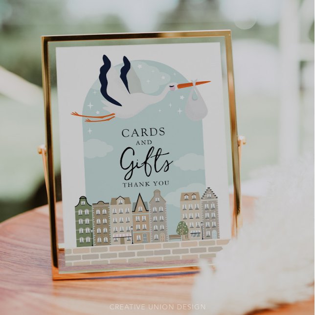 Panneau Baby shower de décoration de Stork Boho Ca (Boho Baby Shower Stork)