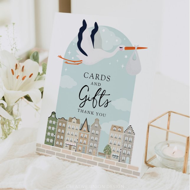 Panneau Baby shower de décoration de Stork Boho Ca (Boho Baby Shower Stork)