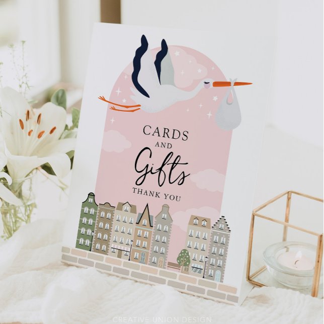 Panneau Baby shower de décoration de Stork Boho Ca (Boho Baby Shower Stork)