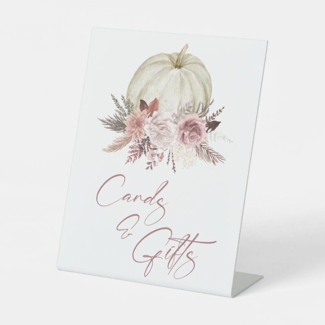 Panneau Baby shower fille Citrouille rose Cartes e (Recto)