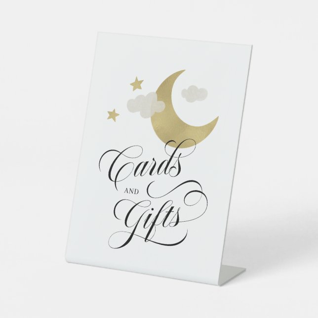 Panneau Baby shower Lune Stars Cloud Cartes et cad (Recto)