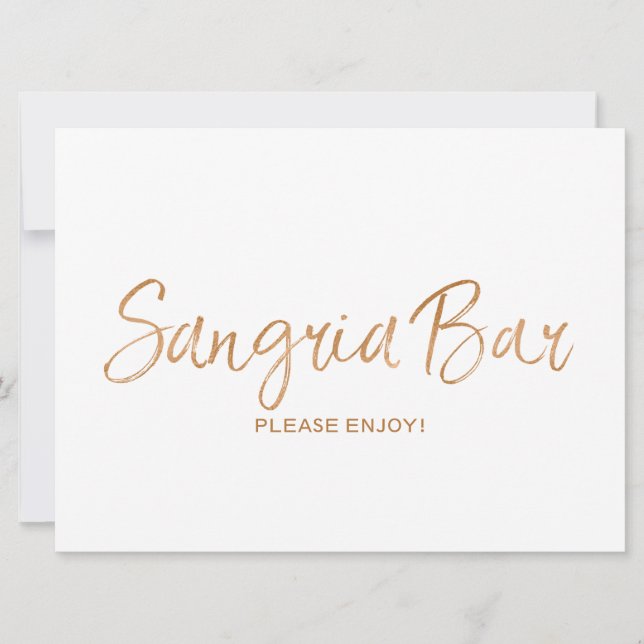 Panneau "Bar à Sangria" Mariage | Rose Dorée Éléga (Devant)
