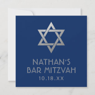 Panneau Bar Mitzvah Blue Silver Star de David Mini