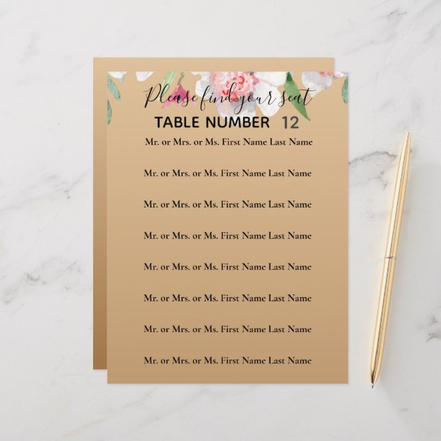 Panneau blanc Narcisse sur Champagne Mariage (Devant/Arrière en situation)