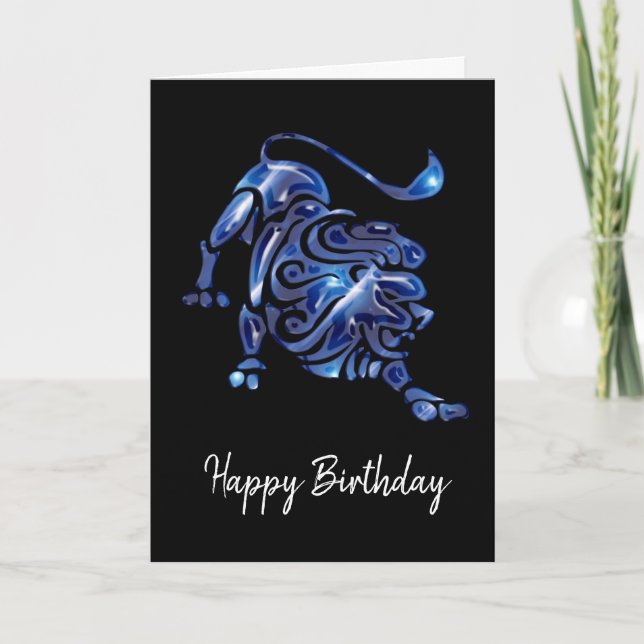 Panneau bleu Leo Carte d'anniversaire (Devant)