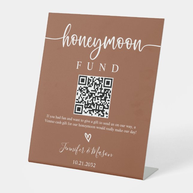 Panneau Cadeau de Lune de Miel, Code QR Vœu de Lun (Recto)