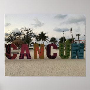 Panneau Cancun - Playa Delfines, affiche mexicaine