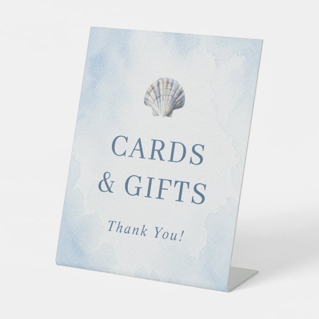 Panneau Cartes & Cadeaux Coquillages Bleus (Recto)