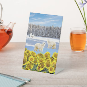 Panneau central de l'ours polaire floral de tourne