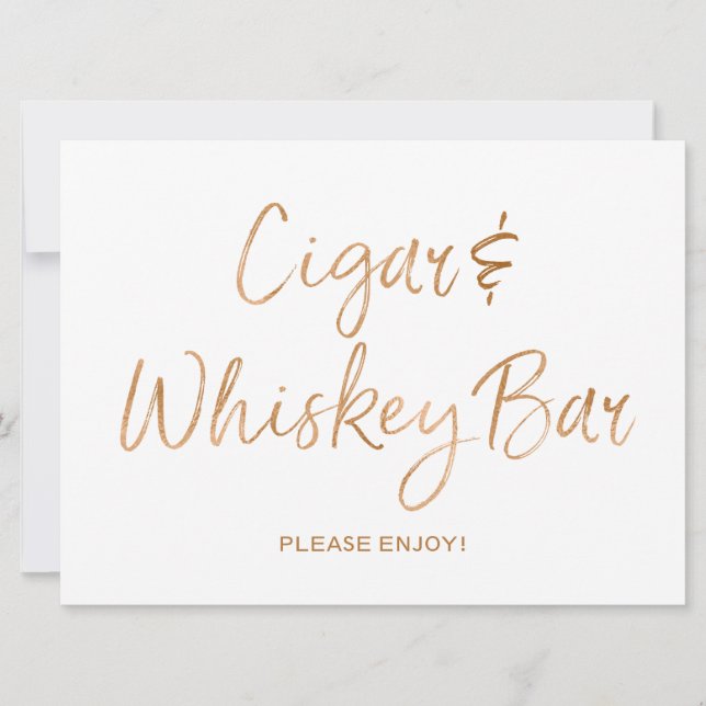 Panneau Cigare & Whiskey pour mariage | Rose doré  (Devant)