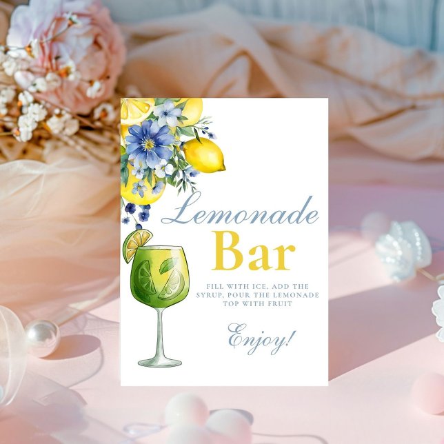 Panneau citron bleu Floral Citrus Lemonad Bar (Créateur téléchargé)