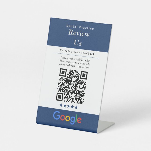 Panneau Code QR Avis | Avis Google | Dentiste  (Recto)