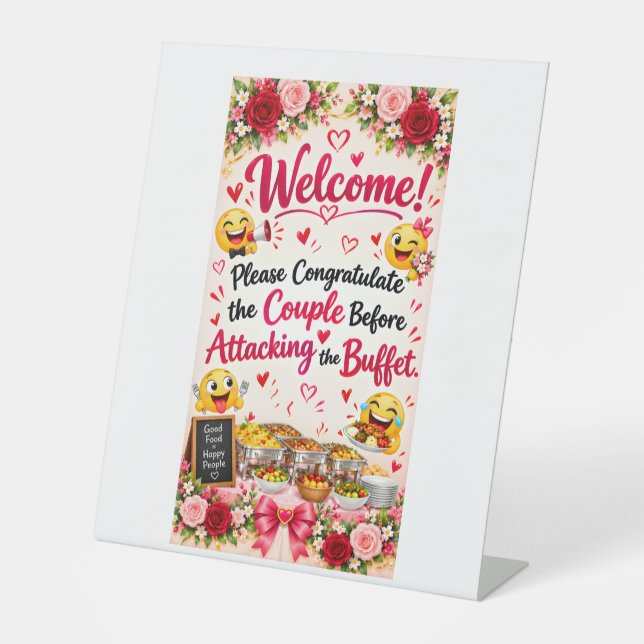 Panneau d'affiche de buffet de mariage drôle | Déc (Recto)