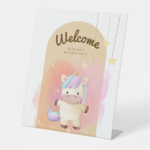 Panneau d'aquarelle Unicorne Rainbow Party