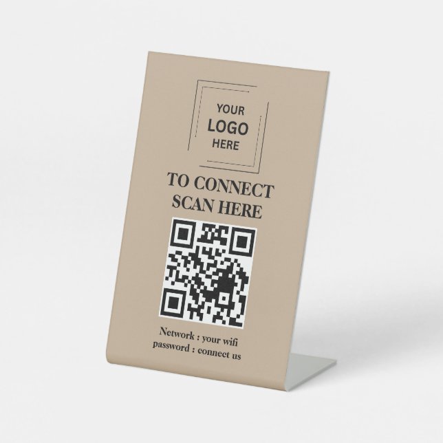 Panneau de balayage de connexion WiFi QR sur table (Recto)