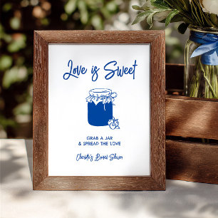 Panneau de bar à confiture Mariage sucré bleu pour