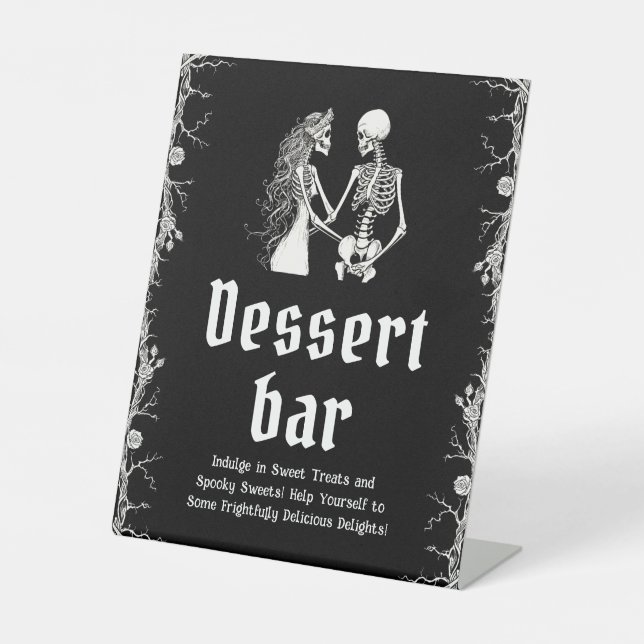 Panneau de bar à desserts squelette gothique noir  (Recto)