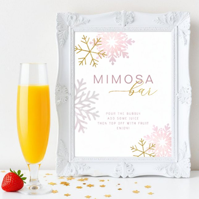 Panneau de bar à Mimosa pour Baby Shower Blush Pin (Mimosa Bar Tabletop Sign)