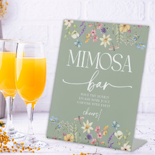 Panneau de bar à Mimosa pour mariage avec sauge et