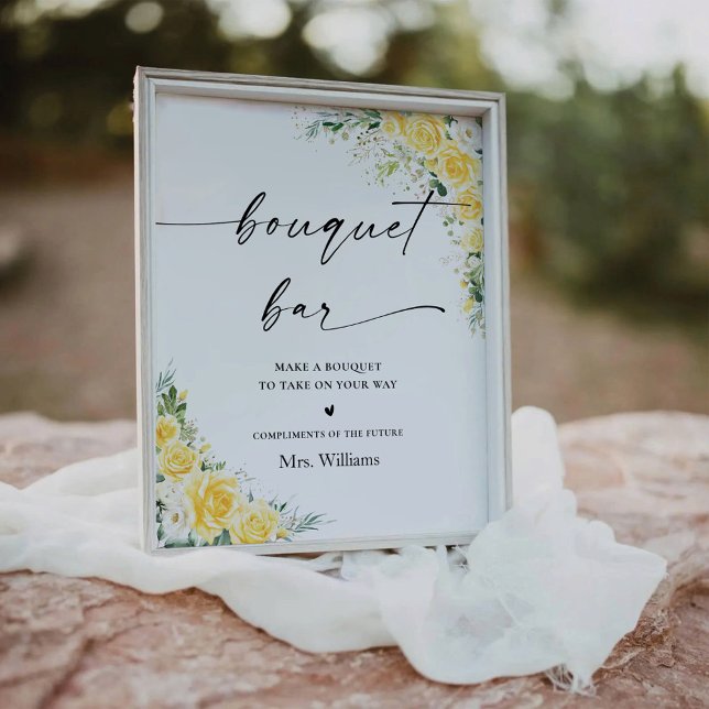 Panneau de bar Bouquet Jaune Élégant (Créateur téléchargé)