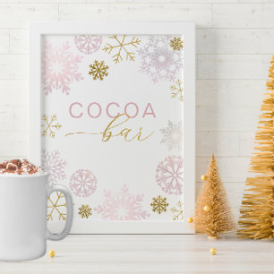 Panneau de bar de cacao Flocon de neige rose blush
