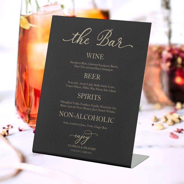 Panneau de bar de cocktail de mariage moderne or e (Créateur téléchargé)