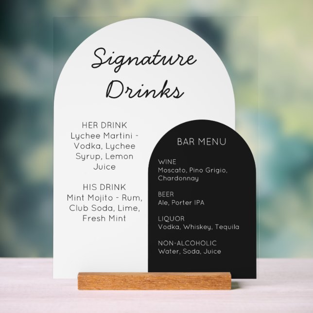 Panneau de bar de mariage - Affichage en acrylique (Neutre)