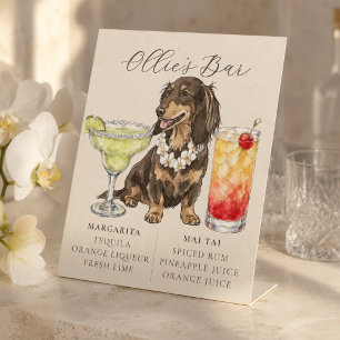 Panneau de bar de mariage hawaïen pour teckel trop