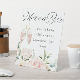 Panneau de bar Floral Mimosa, Chic calligraphie mo