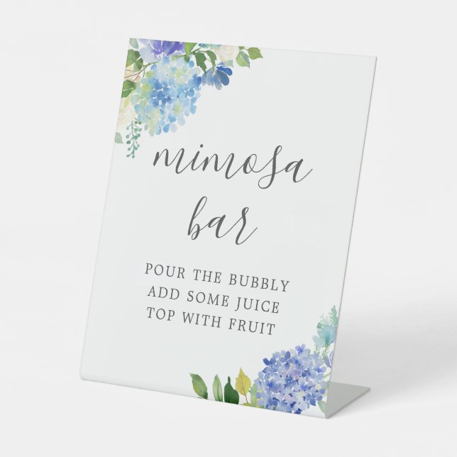 Panneau de bar Mimosa à fleurs bleues d'Hydrangea (Recto)