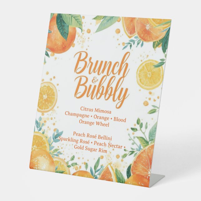 Panneau de bar Mimosa – Aquarelle Oranges & Champa (Recto)