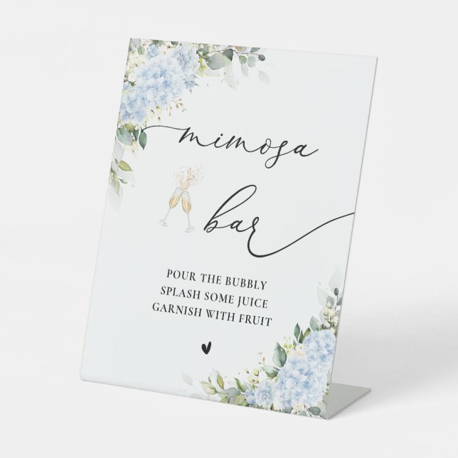 Panneau de bar Mimosa Floral Hydrangea Bleu (Recto)