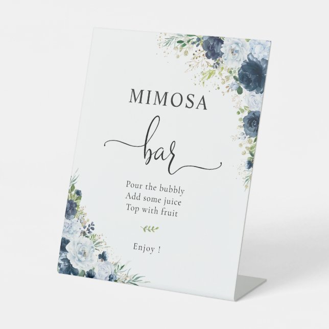 Panneau de bar Mimosa Floral Navy Bleu (Recto)