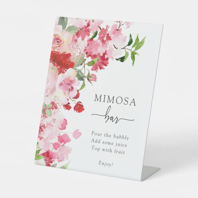 Panneau de bar Mimosa floral rose rouge (Recto)
