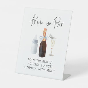 Panneau de bar Mom-osa pour Baby Shower Bleu