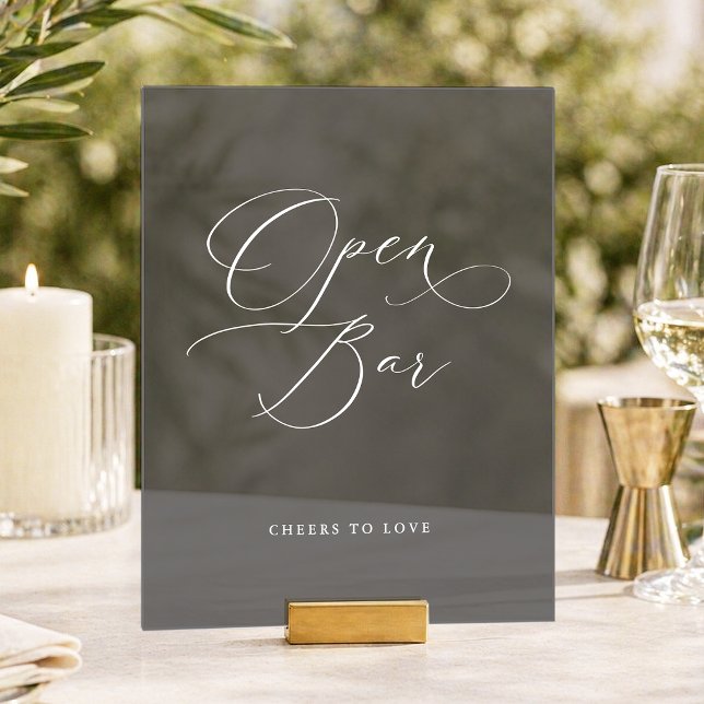 Panneau de bar ouvert de mariage en acrylique somb (Créateur téléchargé)