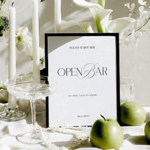 Panneau de bar ouvert de mariage moderne élégant n
