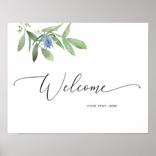 Panneau de bienvenue bleu pour affiche de mariage