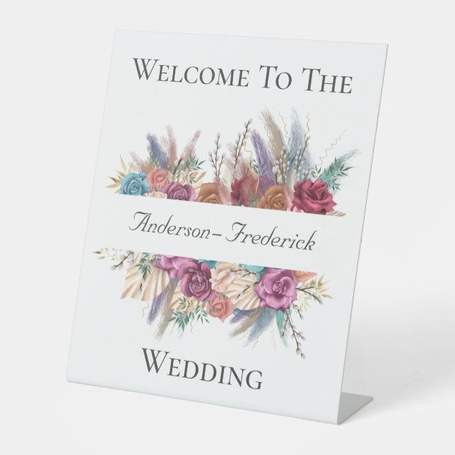 Panneau de bienvenue de mariage à écriture élégant (Recto)