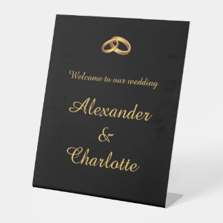 Panneau de bienvenue de mariage à monogramme en or